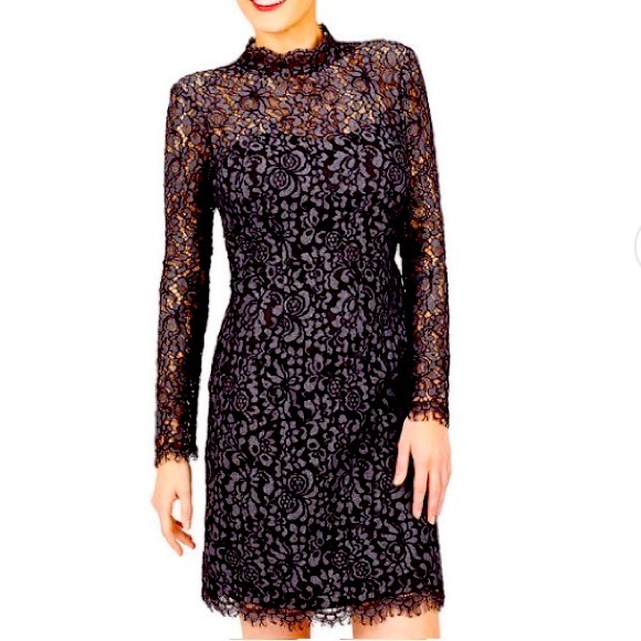 Betsey Johnson Dresses & Skirts - Gray Lace Betsey Johnson Mock-Neck Sheath Dress